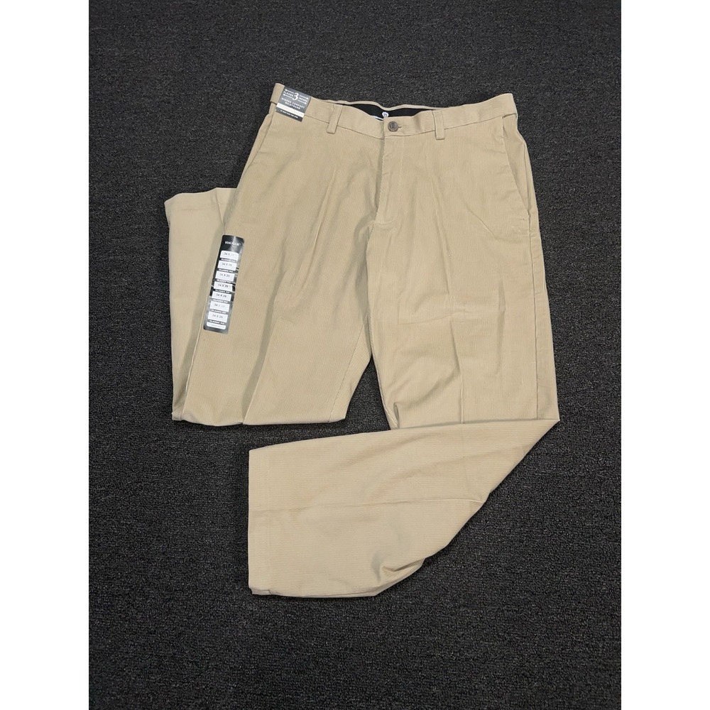 New Haggar Premium Stretch Corduroy Pants Men's 34x29 Beige Khaki Classic Fit‎